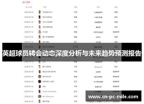 英超球员转会动态深度分析与未来趋势预测报告